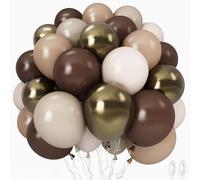 Globos neutros marrones y crema, 12 pulgadas, 60 globos retro marrón, caqui, beige, arena, blanco, beige, albaricoque, para oso neutro, novia, baby shower, boda, fiesta de cumpleaños, suministros de