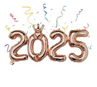 Globos numerados 2025,Globos de aluminio 2025 - Decoraciones de globos de decoración de Año Nuevo | Globo número de año nuevo, suministros para fiestas de año nuevo, decoraciones a