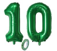 Globos Numeros 10 Años,XXL 80cm Number Helio Inflados Globo Elio Número 10 Verde Turquesa para Niña Niño Infantil,32" Verdes Globo Inflable,Gigantes Grandes Decoración Fiesta de Aniversario Cumpleaños