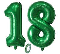 Globos Numeros 18 Años,XXL 80cm Number Helio Inflados Globo Elio Número 18 Verde Turquesa para Niña Niño Infantil,32" Verdes Globo Inflable,Gigantes Grandes Decoración Fiesta de Aniversario Cumpleaños