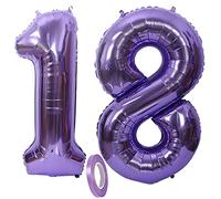 Globos Numeros 18 Años, xxxl 100cm Number Helio Inflados Globo Elio Número 18 Morados para Niña Niño Infantil, 40" Lila Globo Inflable,Gigantes Grandes Decoración Fiesta de Aniversario Cumpleaños