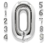 Globos Numeros Cumpleaños 0 Plateado: 40 Pulgadas Plateados Globo 0 Años Cumpleaños Gigante Grandes Decoración de Fiesta Para Aniversario Graduación Decoraciones
