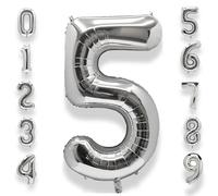 Globos Numeros Cumpleaños 5 Plateado: 40 Pulgadas Plateados Globo 5 Años Cumpleaños Gigante Grandes Decoración de Fiesta Para Aniversario Graduación Decoraciones