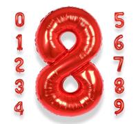 Globos Numeros Cumpleaños 8 Rojo: 40 Pulgadas Rojos Globo 8 Años Cumpleaños Gigante Grandes Decoración de Fiesta Para Aniversario Graduación Decoraciones