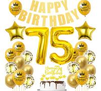 Globos oro 75 cumpleaños,oro decoracion fiesta 75 cumpleaños,75 Años Decoracion Cumpleaños hombre globo,Globos 75 cumpleaños hombre mujer,decoracion tarta 75 cumpleaños oro,globo 75 años