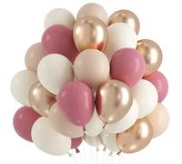 Globos Oro Champán Rosa Antiguo, 60pcs Globos Cumpleaños Rosa Blanco y Oro, Arco De Globos Rosas Para Baby Shower Aniversario Fiesta De Cumpleaños Decoraciones