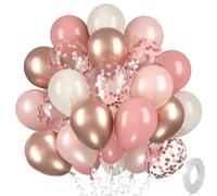 Globos Oro Retro Rosa, 30 RosaAntiguo Blanco, 12” Confeti Metálico RosaOro, Globo Helio VintageRosa Para Niña Mujer Cumpleaños Boda Bohemia Confirmación Compromiso Baby Shower