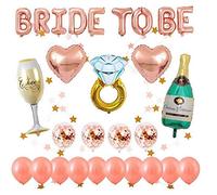 Globos oro rosa decorados para despedida de soltera, 1 pcs BRIDE TO BE letras, 14 piezas de globos de látex, 5 globos de aluminio de diferentes formas, forma de estrella de 2M guirnalda colgante