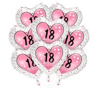 Globos para 18 cumpleaños para niñas, 8 unidades, globos decorativos con 18 feliz cumpleaños, globos rosas en forma de corazón como decoración de cumpleaños para niñas de 18 años