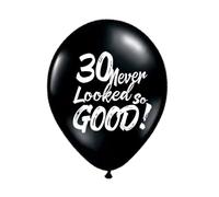 Globos para 30 cumpleaños, 16 unidades, color negro, 30 globos Never Looked So Good para niñas y mujeres, globos para fiesta de 30 años, divertidos accesorios de fiesta de 30 años, decoración para