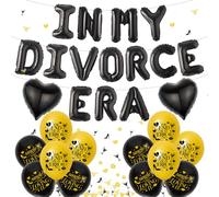 Globos para decoración de fiesta de divorcio, color negro y dorado