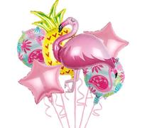 Globos para Hawai Fiestas, 6 Piezas Globos de Aluminio de Verano, Globo de Tropical Hawaian, Globos de Verano Piña Flamenco para Fiesta en la Piscina, Cumpleaños en la Playa