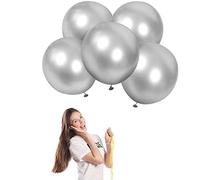 Globos Plata 18 Pulgadas,5 Globos de Helio Plata Metálico,Globos de Látex Plata Balloons para Party Decoration,Cumpleaños,Revelación de Género,Despedida de Soltera,Bautizos Comunion Baby Shower