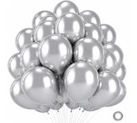 Globos Plateados 100 Piezas, Globos de Cumpleaños con Globo Plateados Metálicos Látex, Globo Elio Plateado para Cumpleaños Boda Baby Shower Graduación Revelacion Genero Bautizo Aniversario,12 Pulgadas