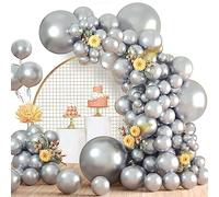 Globos Plateados, 120 piezas Guirnalda Globos Cumpleaños Plateados Metalizados, 18 12 10 5 Pulgadas Kit Arco de Globos para Cumpleaños Fiesta Baby Shower Bodas Bautizo Decoración