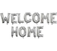 Globos plateados de aluminio con letras metálicas para decoración de fiesta de regreso a casa, celebración de nueva casa y decoración de bienvenida, 1 m (paquete de 2)