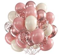 Globos Polvo retro, 60 Piezas Globos de cumpleaños, Globos Látex oro Rosa, Globos Fiesta, 12 Pulgadas Globos Metalizados Látex Globo para Cumpleaños Boda Baby Shower Bautizo Decoración de Fiesta