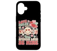 Globos Retro de corazón de San Valentín con Cara Feliz Lindo Be Mine Love Carcasa para iPhone 16