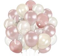 Globos Retro Rosa Perla y Blanco, 60 Piezas Globo Rosa Retro con Globos Blanco Perla Beige Transparente para Boda, Baby Shower, Cumpleaños Mujer, Bautizo Niña, Despedida de Soltera, Compromiso