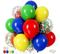 Globos rojos, azules, verdes y amarillos, 12 pulgadas, 50 unidades, globos de circo de carnaval, rojo mate, amarillo, azul real, verde, globos de confeti coloridos para niños, arcoíris, cumpleaños