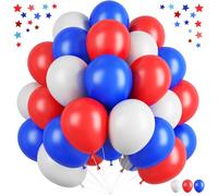 Globos rojos, blancos y azules, globos de helio de látex azul, rojo y blanco de 12 pulgadas para temática náutica para niños, dibujos animados, cumpleaños, boda, aniversario, fiesta del 4 de julio