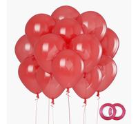 Globos rojos brillantes de 30,5 cm, 110 unidades de globos de fiesta envasados al vacío con efecto brillante, 100% látex natural, aptos para helio para bodas, cumpleaños, Navidad, San Valentín