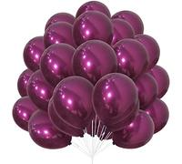 Globos Rojos Morados, 30 Globos Burdeos Látex de 10 Pulgadas Globos Helio Gruesos de Doble Relleno Morado Oscuro con Cinta para Niñas Mujeres Decoraciones Fiesta de Cumpleaños de Baby Shower Neutrales