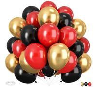 Globos rojos, negros, dorados, 60 unidades, 30,5 cm, metálicos, dorados, negros, rojos, globos de helio para cumpleaños, bodas, carnaval y fiestas, decoración