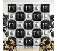 Globos Rosa Brillante y Rosa, 25 Globo Cuadrados de Aluminio, Doble Cara Globo Cuadrados, Telón Fondo Pared Globos Cuadrados, para Cumpleaños Bodas Decoraciones para Fiestas Temáticas (D)