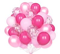 Globos Rosa Caliente, 60 Piezas 12 Pulgadas Globos Fiesta Rosa Perla Pastel Rosa Caliente con Globos Confeti para Decoraciones Cumpleaños Bodas Baby Shower y Aniversarios