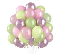 Globos Rosa Verde 60 Piezas, 12 Pulgadas Globo de Látex Rosa Pastel y Verde, Globos de Cumpleaños para Bodas Cumpleaños Fiestas Baby Shower Graduación Nupciales Decoraciones de Arcos