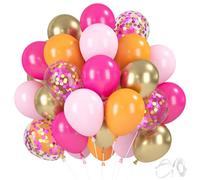 Globos rosa y naranja, 30 unidades de globos de helio de confeti de helio para mujer, cumpleaños, compromiso, boda, baby shower, despedida de soltera, fiesta de despedida de soltera, fiesta hawaiana
