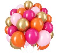 Globos rosa y naranja, 60 unidades de globos de oro metálico rosa caliente naranja metálico de 30,5 cm, globos para fiesta de verano, temática tropical, fiestas, niñas, mujeres, cumpleaños, bodas,