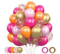 Globos Rosa y Naranjas 62 Piezas, 12 Pulgadas Globos Rosa Pastel Naranjas con Globo Gold Pink Metálico, Globo Cumpleaños para Niñas Mujeres Cumpleaños Fiesta Aniversario Boda Carnaval San Valentín