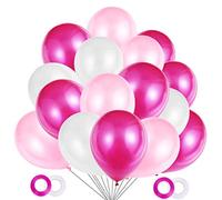 Globos Rosas, 100 Piezas Globos Fucsia Rosa y Blancos, Globos de Helio Perlados para Fiesta rosa, Primera Comunion, Bautizo Niña, Boda, Cumpleaños | 30 Centímetros | Helio o Aire