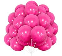 Globos Rosas, 30 Globos de Látex de 12 Pulgadas de Globos Rosas Intenso Mate Helio con Cinta para Mujeres Niños Fiesta de Cumpleaños Bodas Decoración de Baby Shower Aniversario despedida de soltera