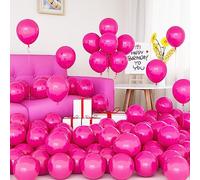 Globos Rosas, 50 Globos Látex de 5 Pulgadas Globos Rosas Intenso Mate Helio con Cinta para Niñas Mujeres Niño Fiesta de Cumpleaños Bodas Decoración de Baby Shower Aniversario despedida de soltera