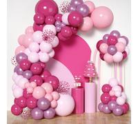 Globos Rosas Guirnalda Kit 147 Piezas Rosa Globo Fiesta Decoración para Niña, Arco De Globos Rosas para Baby Shower Decoración de Fiesta de Cumpleaños Bautizo