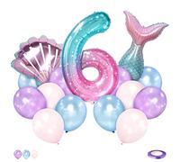 Globos Sirena 6 Años Gigante XXL 101Cm Globo Digital Arcoíris Foil Globo Numero 6 Globos de Cumpleaños 6 Años Niña Sirena para Bodas, Baby Shower, Princesa Fiesta (#6)