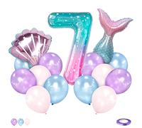 Globos Sirena 7 Años Gigante XXL 101Cm Globo Digital Arcoíris Foil Globo Numero 7 Globos de Cumpleaños 7 Años Niña Sirena para Bodas, Baby Shower, Princesa Fiesta (#7)