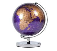 Globos Terráqueos 25 cm LED Mapa del mundo geográfico Decoración de escritorio Lámpara Para Sala de Estar Escritorio de Oficina.(Púrpura)