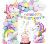 Globos Unicornio Cumpleaños Decoración, Unicornio Globo de Papel de Aluminio XXL, Decoración de Cumpleaños para Niñas, Globos de Nubes Fiesta, Unicornio Cake Topper para fiesta niñas Cumpleaños