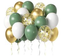Globos Verde Oliva Oro,50pcs 30cm Globos Verde Salvia Globos Blanco Oro Globos de Látex MetáLico Dorado Globos para Boda Fiesta De Cumpleaños Baby Shower