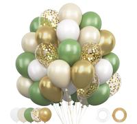 Globos Verdes - 62 Piezas 12 Pulgadas Helio Globos de Cumpleaños con Balloons Blancos Verdes Dorados Beige y Desnudo para Decoracion Cumpleaños Adultos,Decoración Baby Shower Niño, Decoracion Fiesta