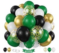 Globos verdes, negros, dorados, 60 unidades, 30,5 cm, verde oscuro, negro, blanco, juego de globos para fiesta de cumpleaños, decoración para niños, hombres, fútbol, videojuego, Navidad, graduación,