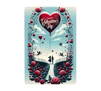 Globos Y Rosas De Amor, Amante Romántico Y Flores Pintura De Hojalata Placa Decoración Carteles De Pared De Metal Vintage Letrero De Estaño Para Baño Cocina Hogar 20X30Cm