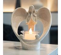 GloBrite Portavelas de ángel de la guarda | Velas y soportes para velas de té | Vela LED parpadeante, adorno de ángel, centro de mesa de Navidad | Velas de té decoraciones de Navidad