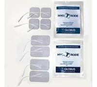 Globus 8 electrodos para electroestimulador con conectores de enchufe, para electrodos Ecg, para electrodos tens, 1 paquete de 5 x 9 cm + 1 paquete de 5 x 5 Myotrode Premium, autoadhesivos