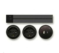 gloca Enchufe de riel de pared 25 A 110-240 V 6250 W | Multi toma eléctrica deslizante con 2 Schuko y 1 USB C 12 W | Riel modular cocina oficina (negro mate, 80 cm)