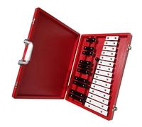 Glockenspiel Glockenspiel Instrumento musical Caja de madera roja Caja armónica de metal en blanco y negro de 25 notas